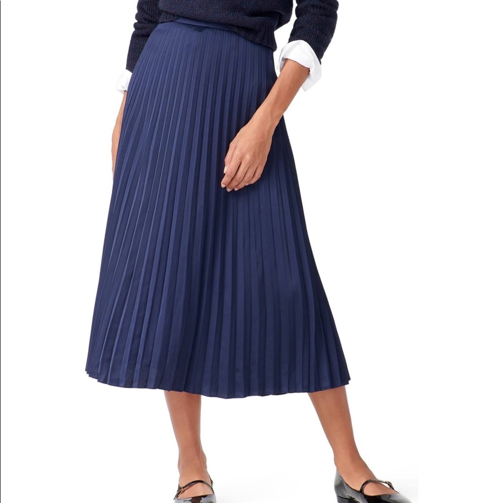 J. Crew Navy Pleated Skirt